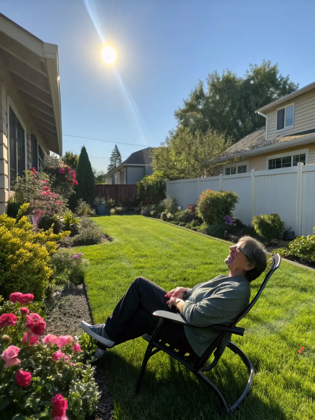 A homeowner happily walking through their newly renovated outdoor space with an MP Renovations project manager, signifying the final walkthrough and quality assurance.