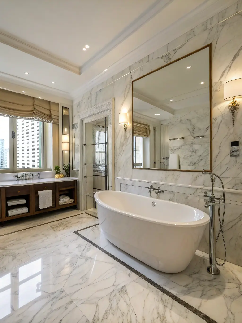 A well-lit bathroom featuring new flooring, highlighting the texture and color of the chosen material in a Minneapolis home.